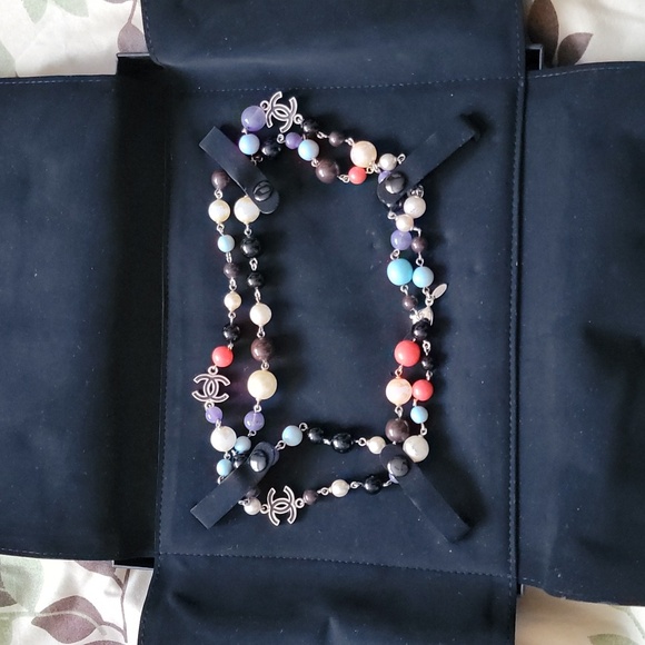 Chanel Rare Multicolored Glass Bead and Pearl Long Double Strand Necklace - Picture 2 of 14